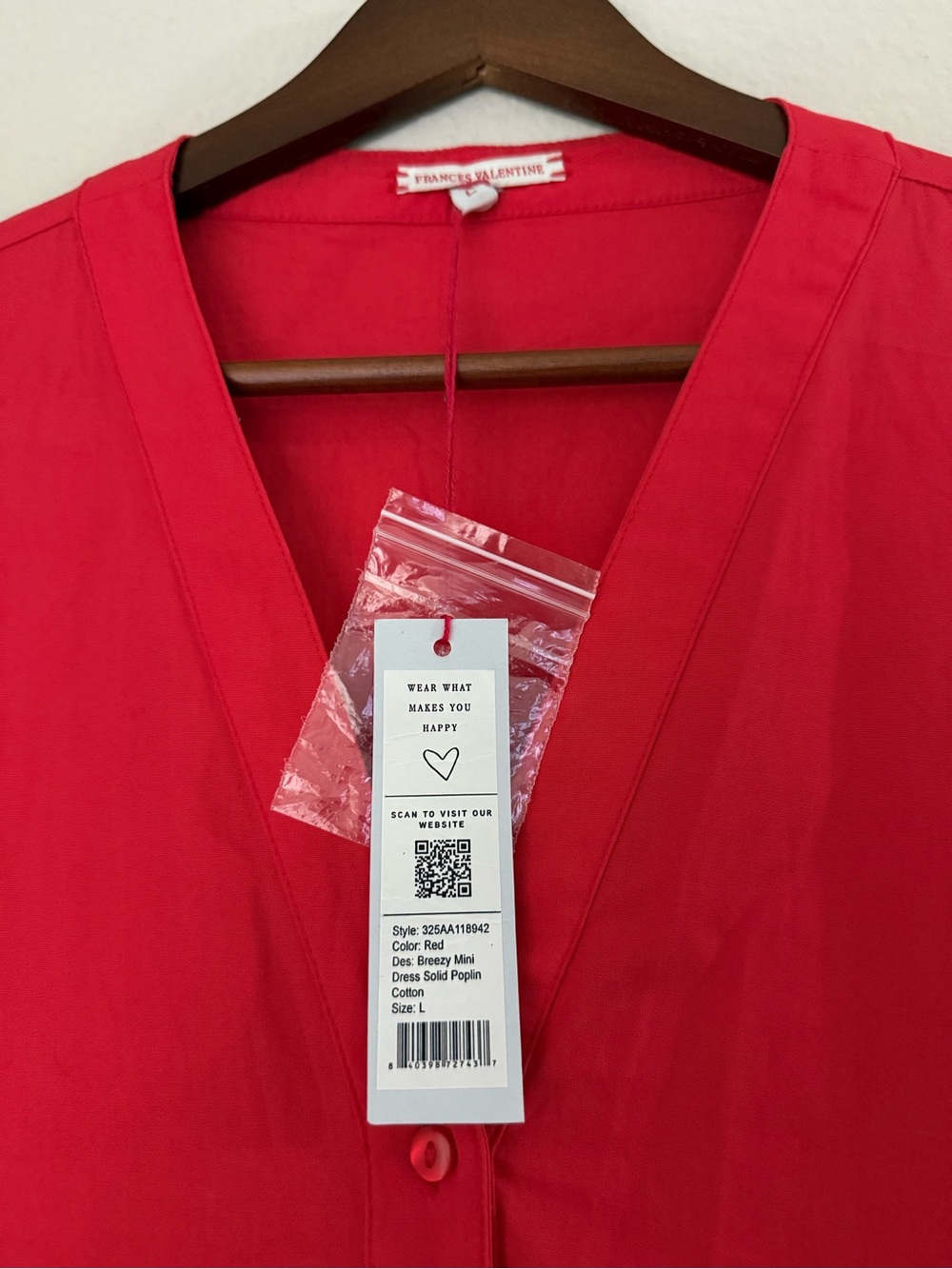 Frances Valentine Coral Breezy cotton Mini Dress NWT. size large - Picture 5 of 8
